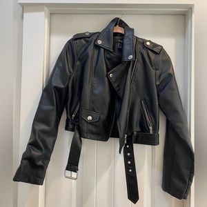 Cropped Faux Leather Jacket